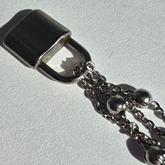 Double-Layer Silver Padlock Necklace - Picture 10 of 10